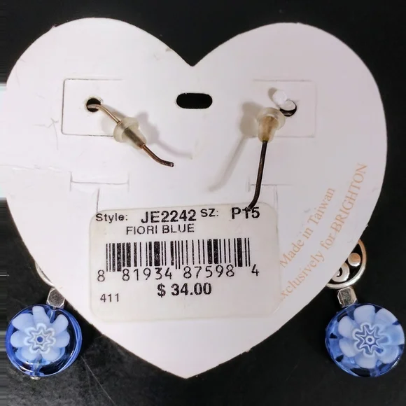 Brighton Silver and Blue Earrings with Textured Beads - Picture 4 of 6